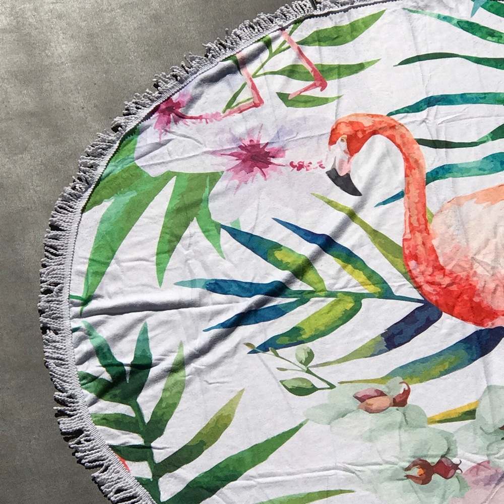 1 LEFT! Tropical Flamingo Terry Cloth Beach Towel - Picture 3 of 7